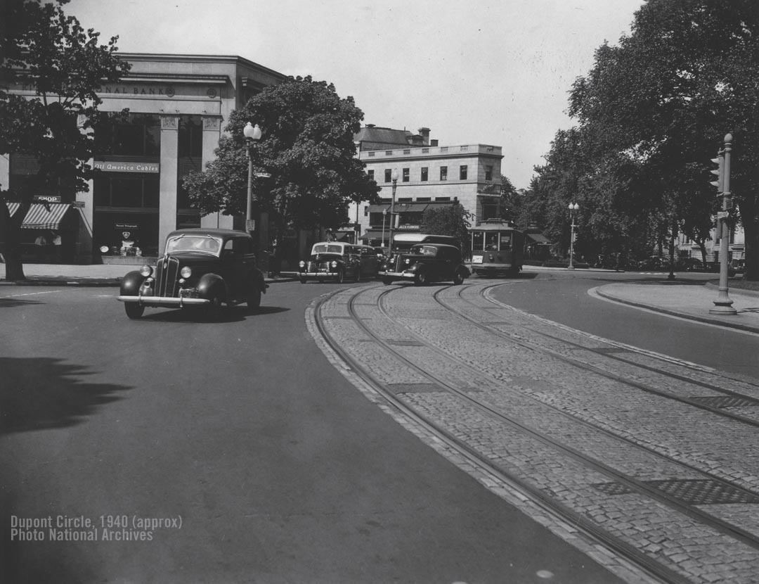 1940 Dupont Circle Photo with vintage era automobiles